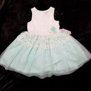 Dress Girl 10 Lace floral White and Mint